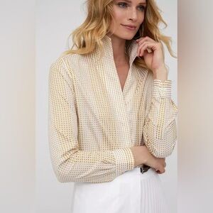 Sarah Alexandra Signature Gold Coast Polkadot Button Down Cotton Shirt Blouse